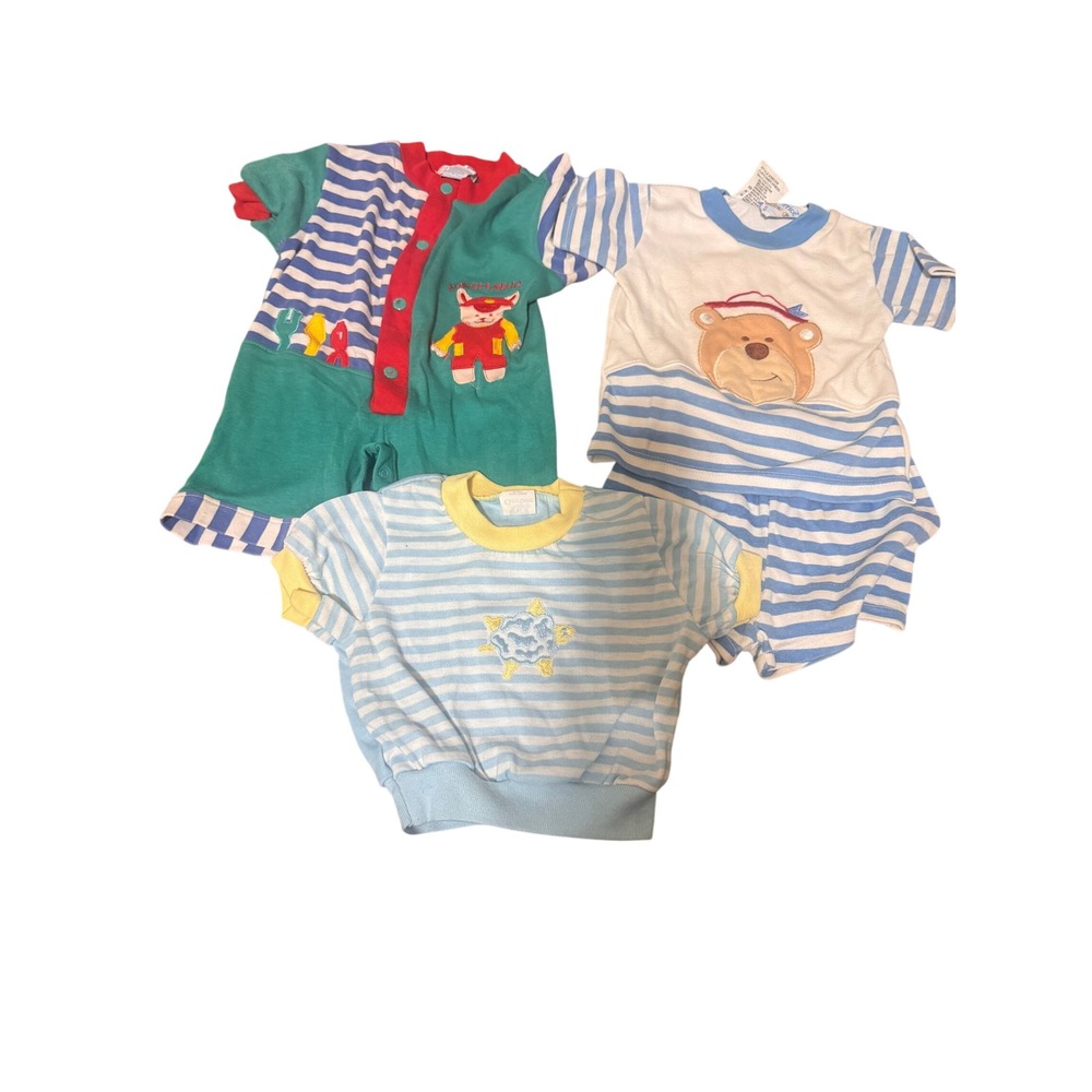 Vintage 90s Baby Boy Lot Gerber Small Steps Romper Sweatshirt 24M Kidcore